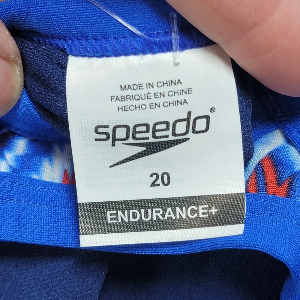 Speedo Endurance Plus One Piece Swimsuit Youth 20 Girls 6 6X Flyback Patriotic
